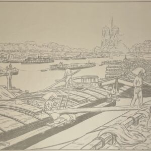 Henri Rivière Lith. 20E - Notre-Dame vue du Quai d'Austerlitz, planche de trait, 1900 - Sélection Particulière